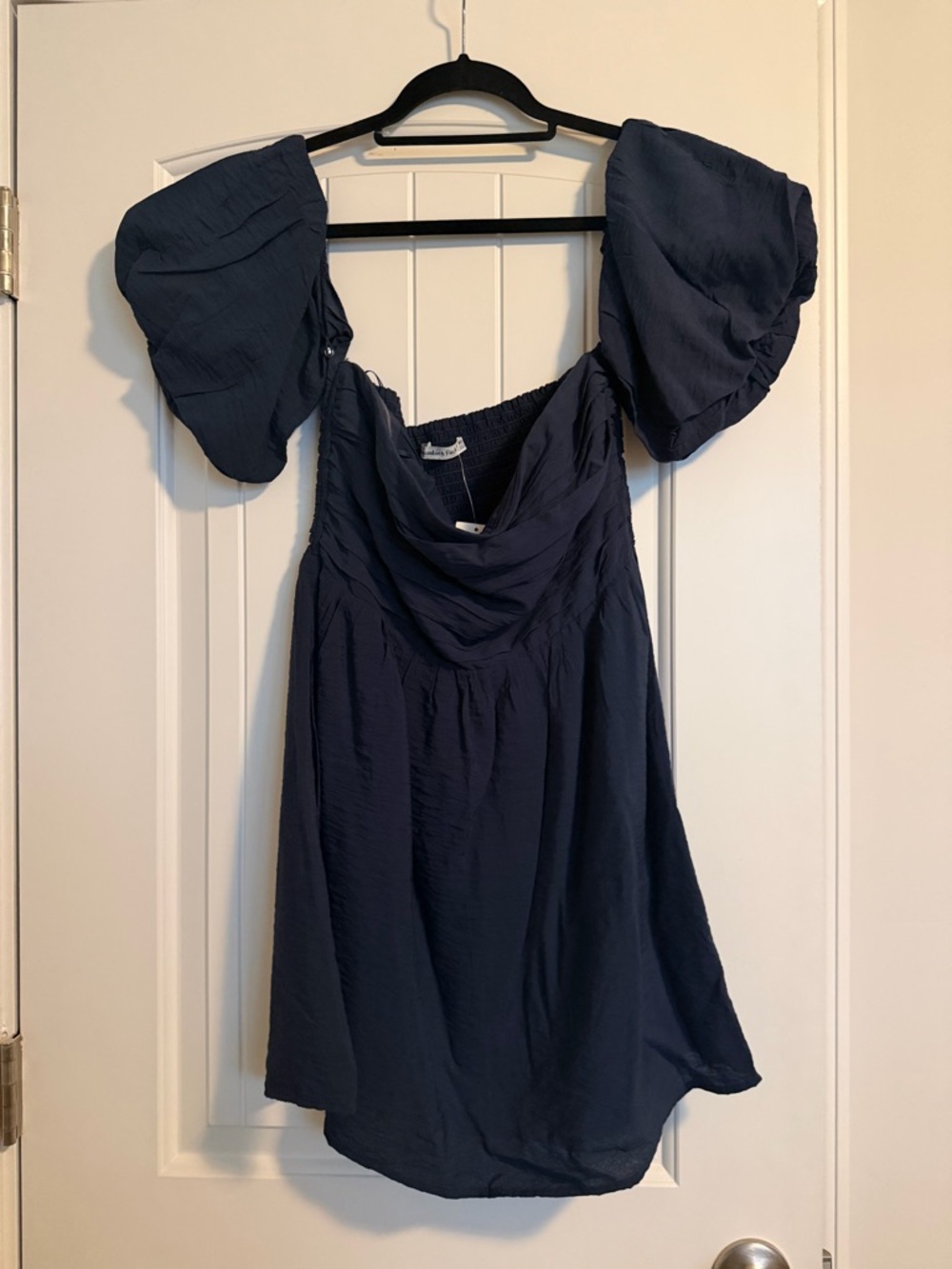 Abercrombie & Fitch Navy Puff-Sleeve Mini Dress